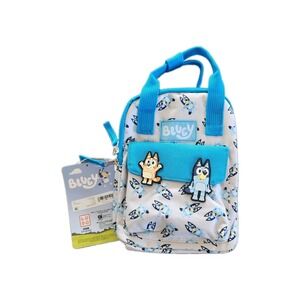 Bluey Mini Backpack Blue/White Zip Top Handle Pockets